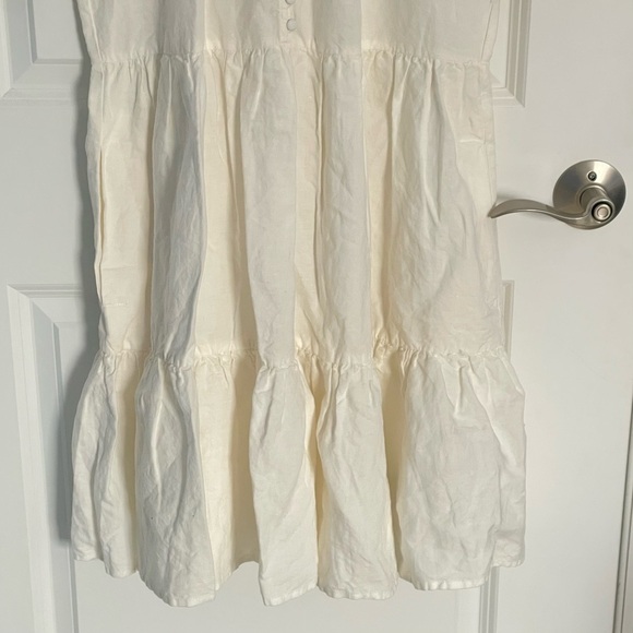 New! Madewell Cream Linen-Blend Flutter-Sleeve Tiered Mini Dress 35249 - Picture 8 of 15
